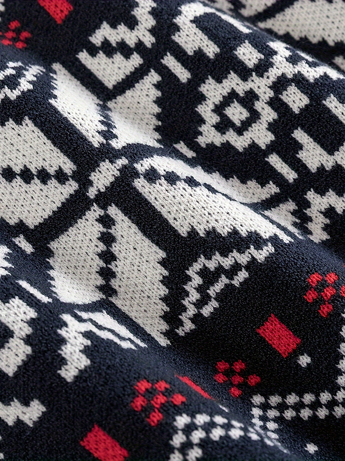 Knit Sweater Nordic Snowflake Pattern Crew Neck Men's Navy – Casual, Holiday, Gift
