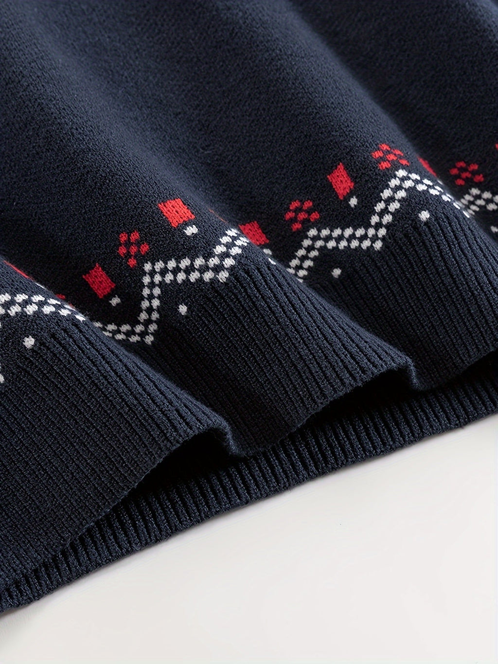 Knit Sweater Nordic Snowflake Pattern Crew Neck Men's Navy – Casual, Holiday, Gift