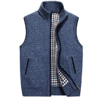 Knit Sweater Vest Men's Stand Collar Zip-Up Fleece Lined Sleeveless Cardigan Gray – Casual, Office, Gift