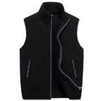 Knit Sweater Vest Men's Stand Collar Zip-Up Fleece Lined Sleeveless Cardigan Gray – Casual, Office, Gift