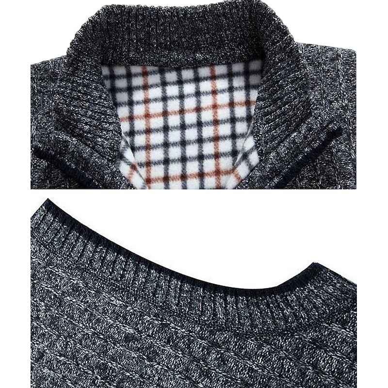 Knit Sweater Vest Men's Stand Collar Zip-Up Fleece Lined Sleeveless Cardigan Gray – Casual, Office, Gift