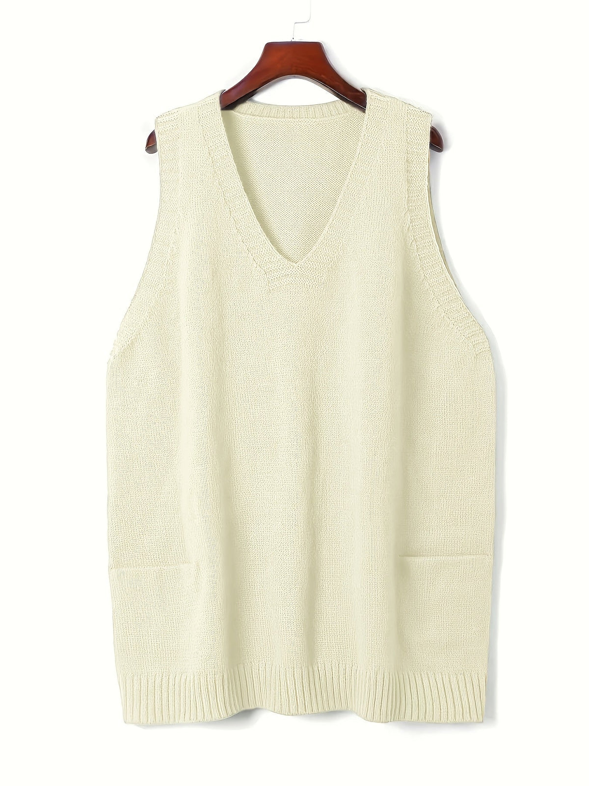 Knit Sweater Vest Women's V-Neck Longline Sleeveless with Pockets – Casual, Layering, Office, Gift