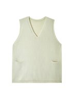 Knit Sweater Vest Women's V-Neck Longline Sleeveless with Pockets – Casual, Layering, Office, Gift