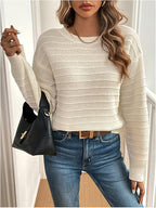 Knit Sweater Women's Bow-Back V-Neck Long Sleeve Pullover – Casual, Office, Holiday, Gift