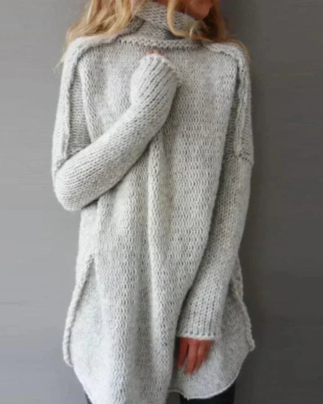 Knit Sweater Women's Oversized Turtleneck Black Long Sleeve – Casual, Winter · Faylori
