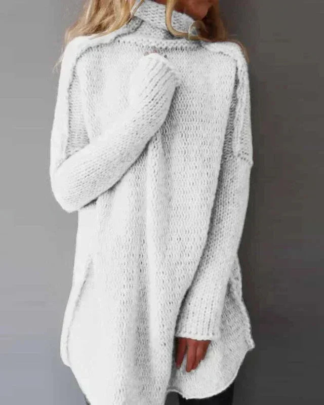 Knit Sweater Women's Oversized Turtleneck Black Long Sleeve – Casual, Winter · Faylori
