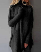 Knit Sweater Women's Oversized Turtleneck Black Long Sleeve – Casual, Winter · Faylori