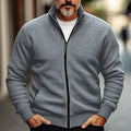 Knit Zip Cardigan Men's Stand Collar Sweater Jacket with Pockets – Casual, Office