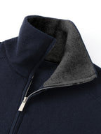 Knit Zip-Up Cardigan Men's Navy High-Neck Sweater Jacket – Casual, Office · Faylori
