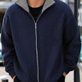Knit Zip-Up Cardigan Men's Navy High-Neck Sweater Jacket – Casual, Office · Faylori