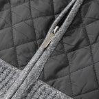 Knitted Zip-Up Cardigan Men's Stand Collar Quilted Fleece-Lined Jacket – Casual, Office