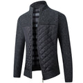 Knitted Zip-Up Cardigan Men's Stand Collar Quilted Fleece-Lined Jacket – Casual, Office