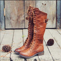 Lace-Up Riding Boots Women's Tall Brown Buckle Knee-High – Casual, Gift · Faylori