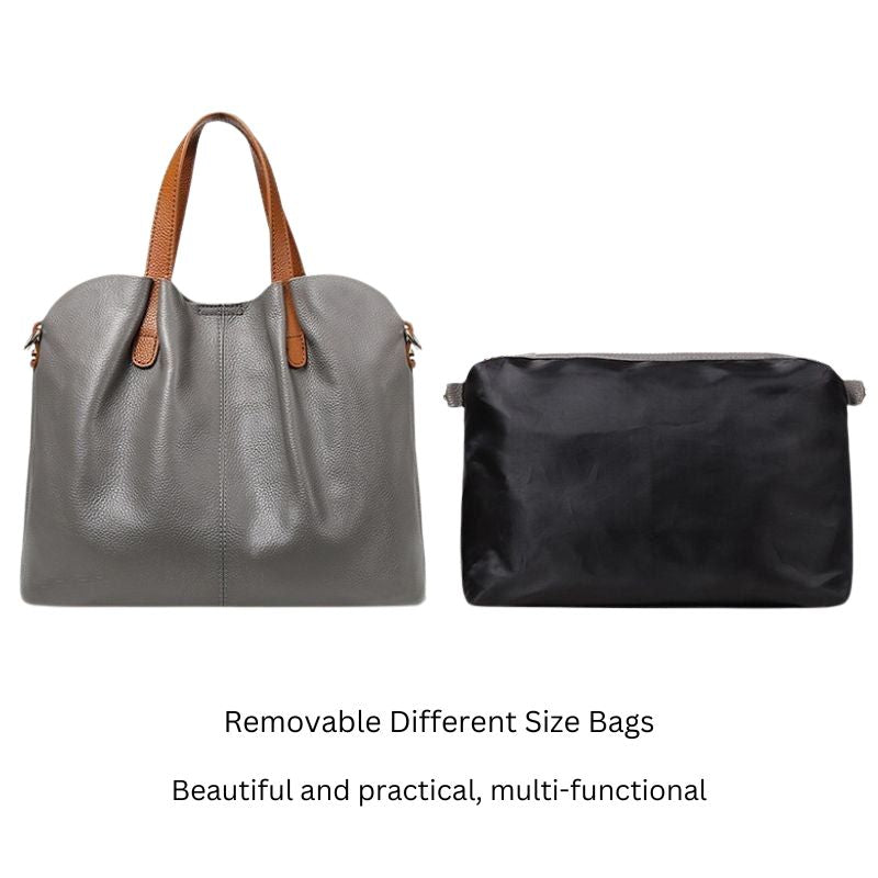 Leather Handbag Blue Litchi Grain Cowhide Women's Tote Bag – Office, Everyday · Faylori