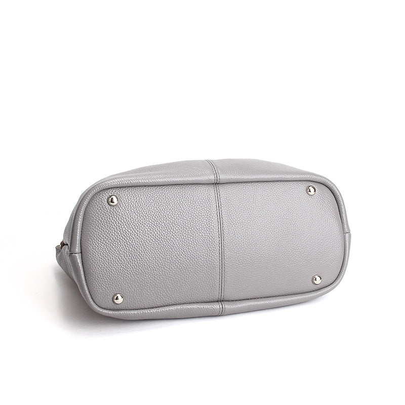 Leather Handbag Blue Litchi Grain Cowhide Women's Tote Bag – Office, Everyday · Faylori