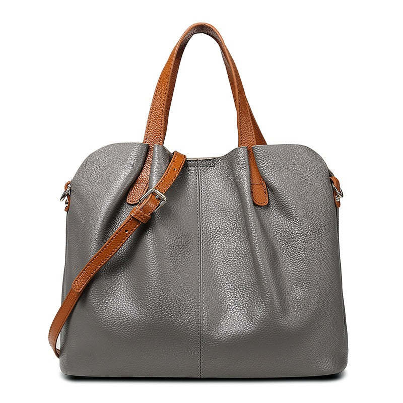 Leather Handbag Blue Litchi Grain Cowhide Women's Tote Bag – Office, Everyday · Faylori