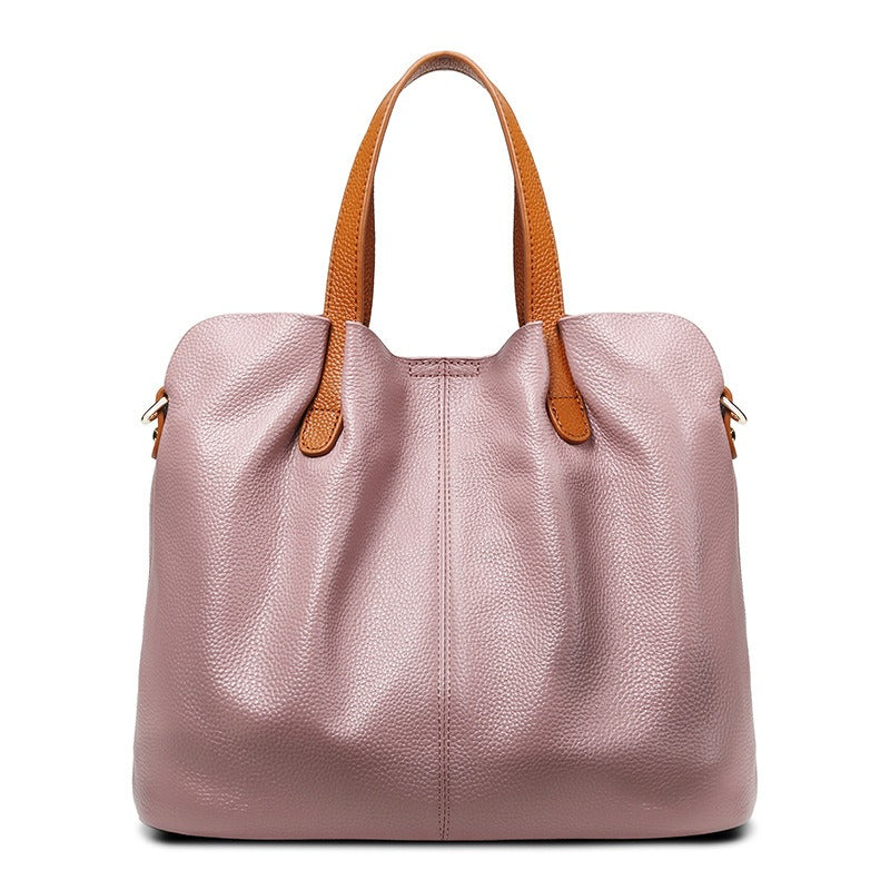 Leather Handbag Blue Litchi Grain Cowhide Women's Tote Bag – Office, Everyday · Faylori