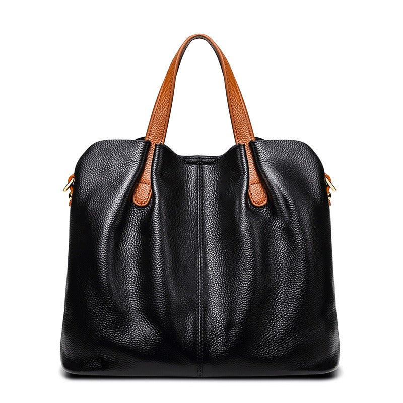Leather Handbag Blue Litchi Grain Cowhide Women's Tote Bag – Office, Everyday · Faylori