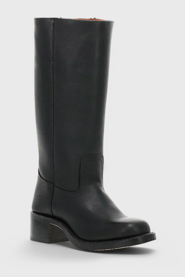 Leather Knee-High Boots Women's Tan Block Heel – Casual, Office, Holiday, Gift · Faylori