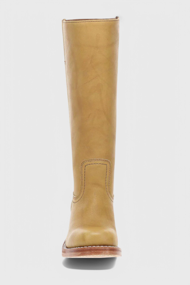Leather Knee-High Boots Women's Tan Block Heel – Casual, Office, Holiday, Gift · Faylori