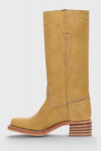 Leather Knee-High Boots Women's Tan Block Heel – Casual, Office, Holiday, Gift · Faylori