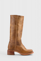 Leather Knee-High Boots Women's Tan Block Heel – Casual, Office, Holiday, Gift · Faylori