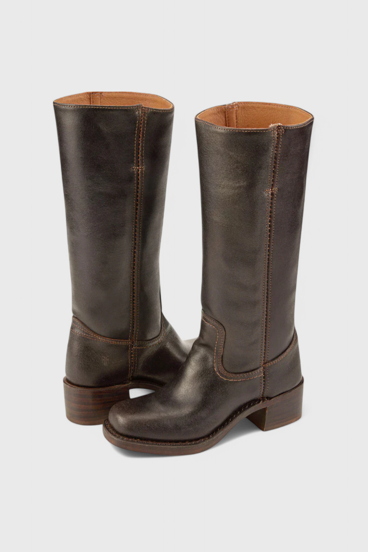Leather Knee-High Boots Women's Tan Block Heel – Casual, Office, Holiday, Gift · Faylori