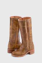 Leather Knee-High Boots Women's Tan Block Heel – Casual, Office, Holiday, Gift · Faylori