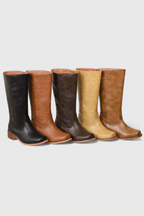 Leather Knee-High Boots Women's Tan Block Heel – Casual, Office, Holiday, Gift · Faylori
