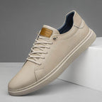 Leather Sneakers Black Lace-Up Men's Low-Top Casual Shoes – Casual, Office, Everyday