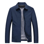 Lightweight Zip Jacket Men's Black Lapel Collar Plaid-Lined – Casual, Office, Everyday, Gift