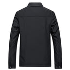 Lightweight Zip Jacket Men's Black Lapel Collar Plaid-Lined – Casual, Office, Everyday, Gift