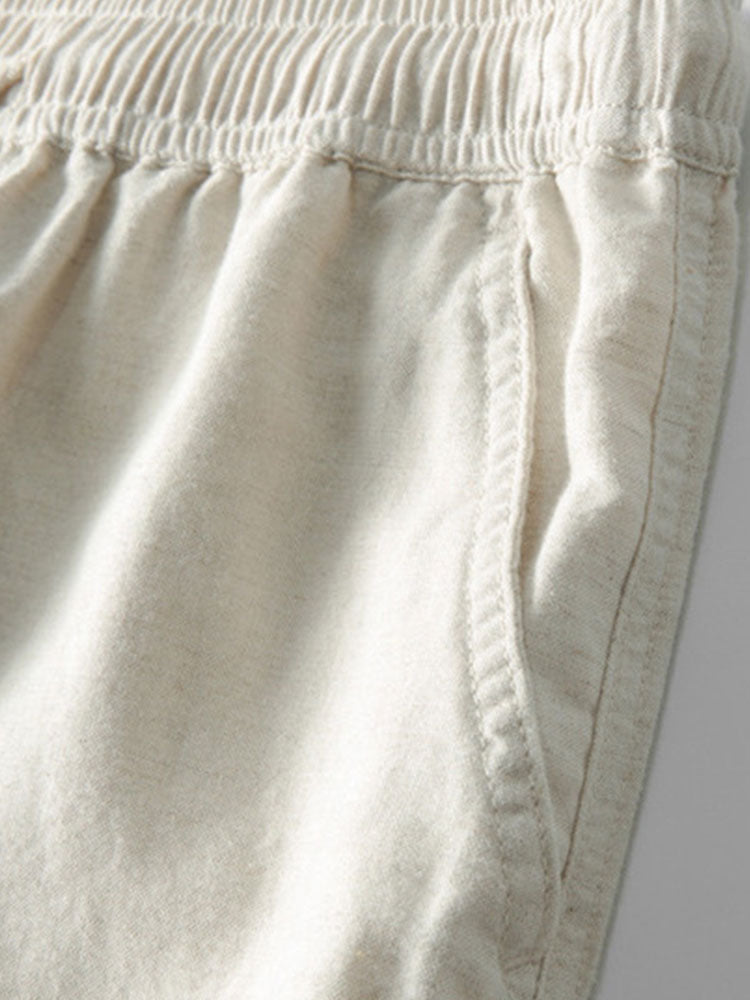 Linen Shirt & Pants Set Men's Khaki Beige Short Sleeve – Casual, Holiday Outfit · Faylori
