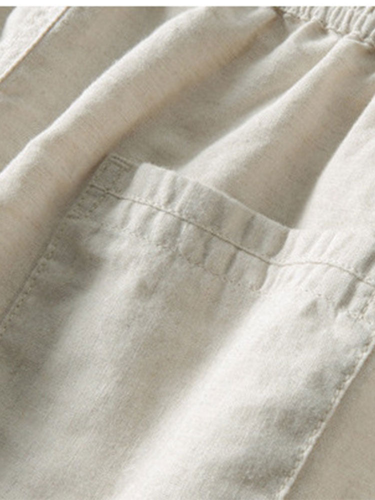 Linen Shirt & Pants Set Men's Khaki Beige Short Sleeve – Casual, Holiday Outfit · Faylori