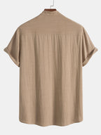 Linen Shirt & Pants Set Men's Khaki Beige Short Sleeve – Casual, Holiday Outfit · Faylori