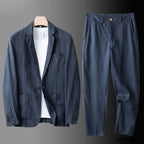 Linen Suit Set Men's Beige Blazer and Trousers 2-Piece – Casual, Office, Wedding, Gift