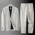 Linen Suit Set Men's Beige Blazer and Trousers 2-Piece – Casual, Office, Wedding, Gift