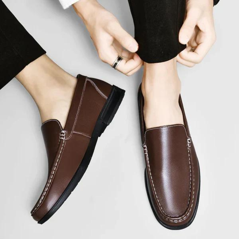 Loafers Blue Leather Slip-On Men's – Casual, Office, Gift · Faylori