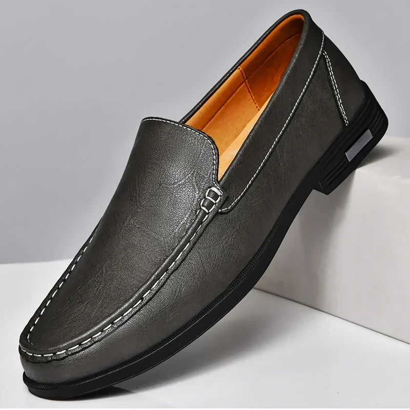 Loafers Blue Leather Slip-On Men's – Casual, Office, Gift · Faylori
