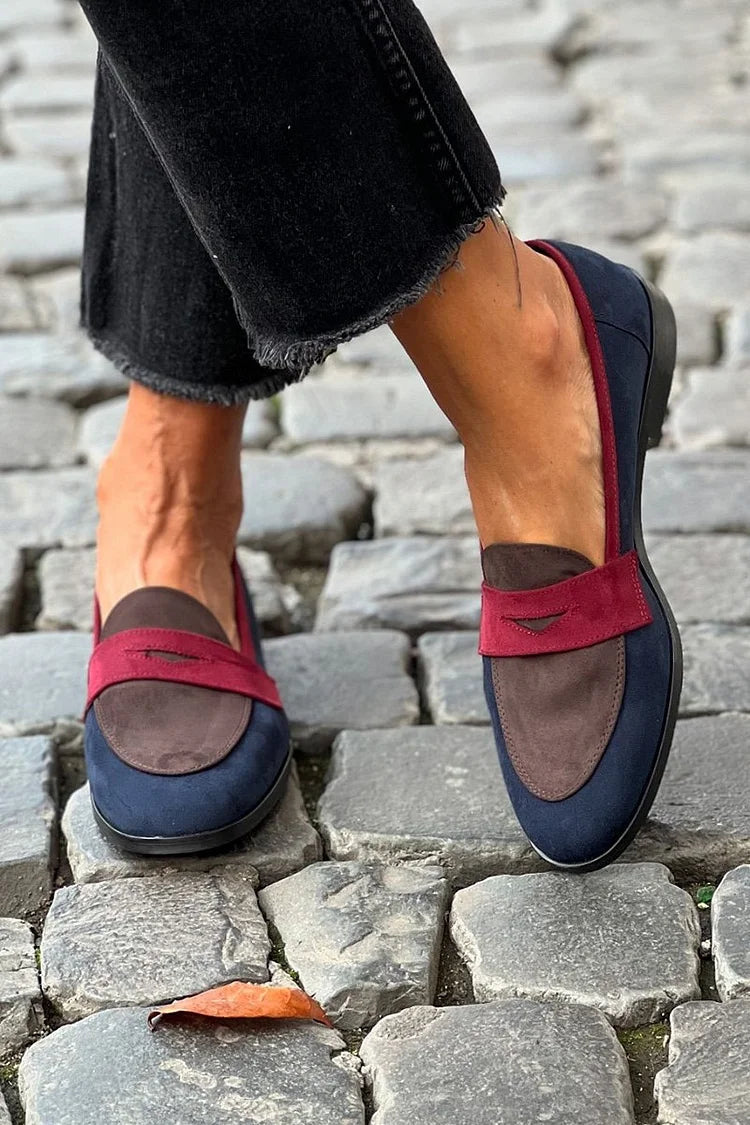 Loafers Suede Navy Brown Burgundy Women's Slip-On Flats – Casual, Office · Faylori