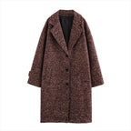 Long Coat Women's Textured Notch Lapel Single-Breasted Longline Outerwear – Office, Casual, Winter, Gift