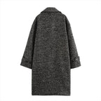 Long Coat Women's Textured Notch Lapel Single-Breasted Longline Outerwear – Office, Casual, Winter, Gift