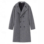 Long Overcoat Men's Double-Breasted Gray Trench Coat – Office, Casual, Winter Gift