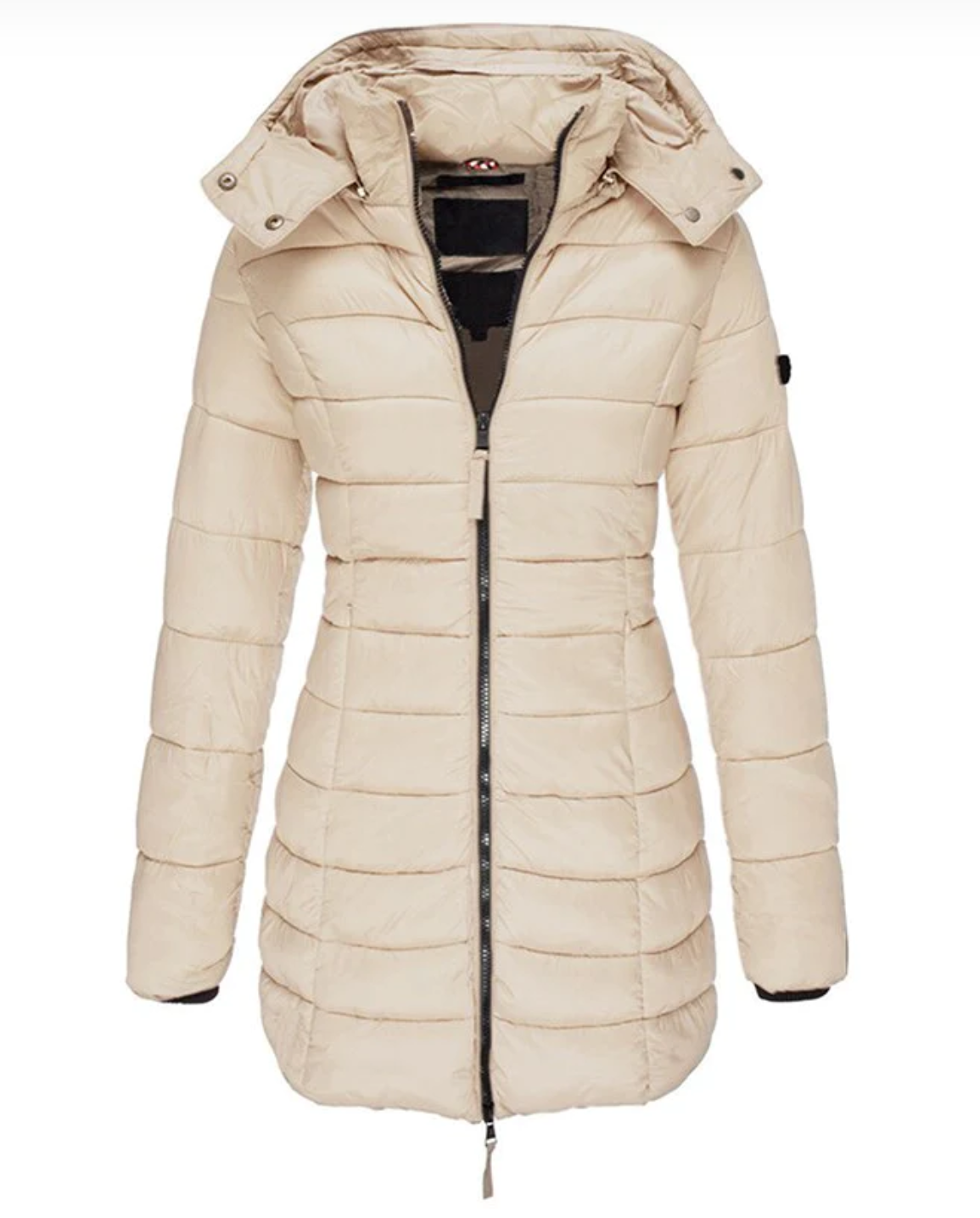Long Puffer Jacket Women's Hooded Navy Blue Quilted Coat – Casual, Winter Outdoor Warmth