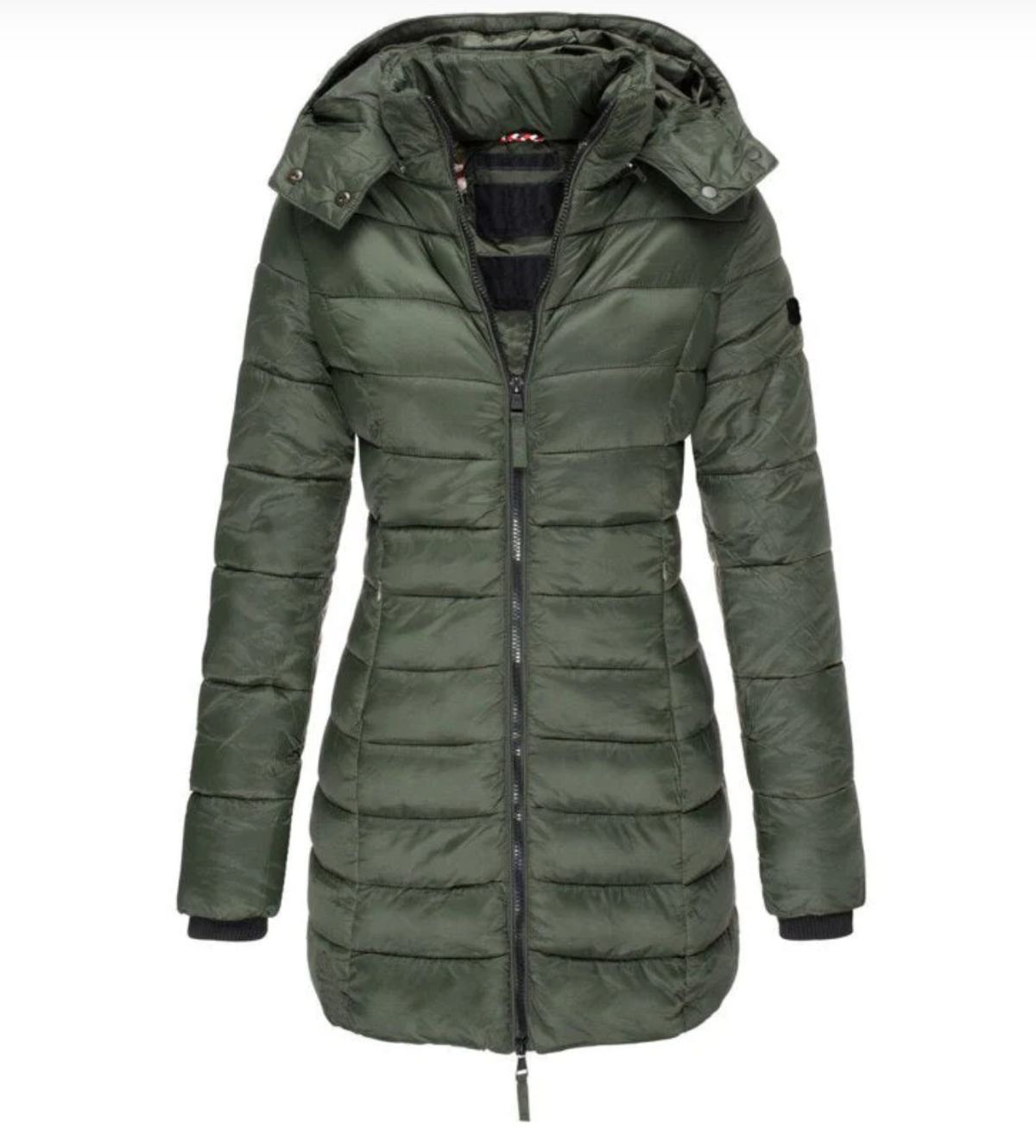 Long Puffer Jacket Women's Hooded Navy Blue Quilted Coat – Casual, Winter Outdoor Warmth