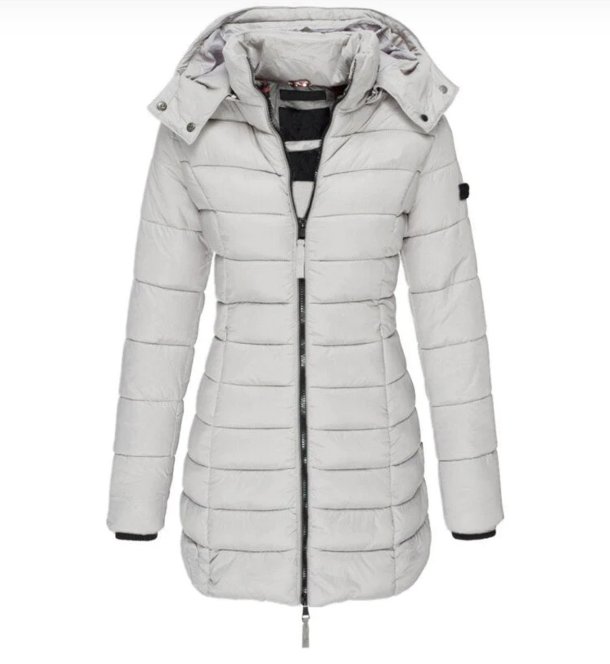 Long Puffer Jacket Women's Hooded Navy Blue Quilted Coat – Casual, Winter Outdoor Warmth