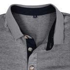 Long Sleeve Polo Shirt Black Cotton Men's Chest Pocket – Casual, Office · Faylori