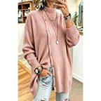 Longline Button-Front Cardigan Women's Mock Neck Knit Sweater – Casual, Office, Fall Layering, Gift