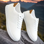Low-Top Sneakers Men's White Lace-Up Breathable Skate Shoes – Casual, Everyday · Faylori