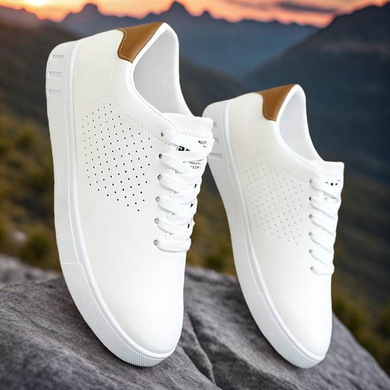 Low-Top Sneakers Men's White Lace-Up Breathable Skate Shoes – Casual, Everyday · Faylori